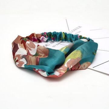 Élastique cheveux Bande mousseline de soie soie bandeau impression bandeau croisé en plein air cheveux accessoires