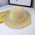 Capuchon de seau en paille pliable Casquette de vacances à écran solaire évidée