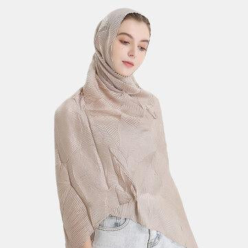 Ethnic Turban Hijab Women Polyester Solid Color Muslim Silk