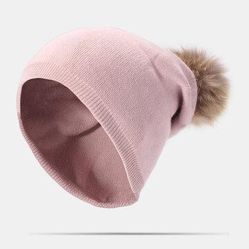 Bonnets en cachemire Bonnets Crochet Pompom Ball Caps