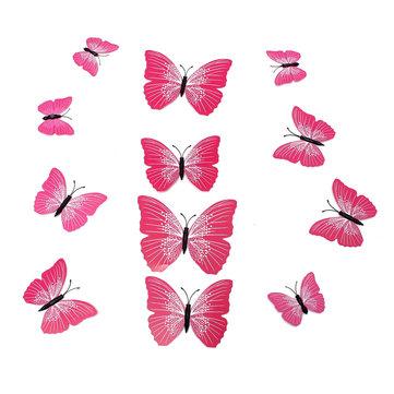 12 PCS 3D Papillon Art Design Autocollants Stickers Muraux Home Decor Chambre Décorations De Fête De Mariage