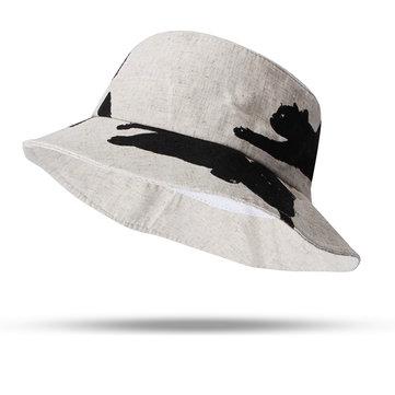 Doodle Cat Hat Cap Chapeau de pêcheur en coton sauvage