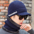 Chapeau de laine avec lettre tricot oreillettes foulard ensemble de chapeau