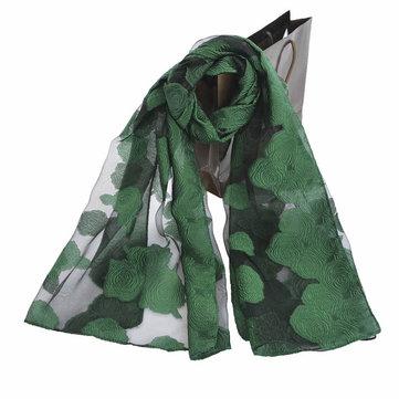 Châle en soie de broderie de style ethnique écharpe fleur rose châle