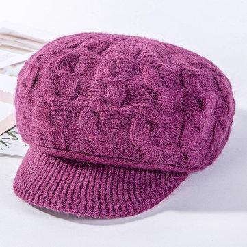 Nouveau modèle de chanvre dames chapeau de fourrure de lapin épaississement Plus velours extérieur chaud bonnet tricoté