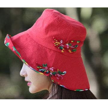 National Style Cotton Breathable Folding Adjustable Hat