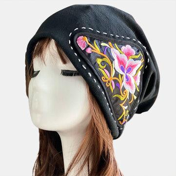 Vintage embroidered floral ethnic hat for women
